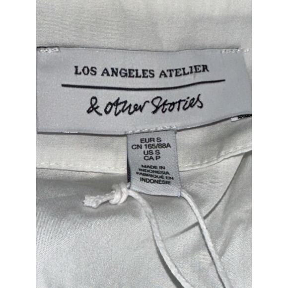 & Other Stories Midi Smocked Bows Bodice Tiers Peasant Beach Boho White S NWT - Picture 8 of 12